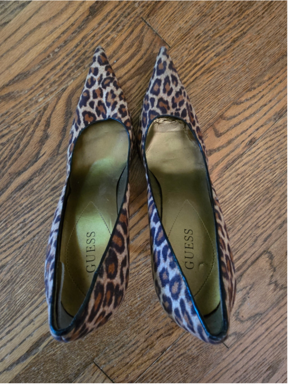 Women's Guess Leopard Print Pointed Toe Heels Size 11 Brown Black